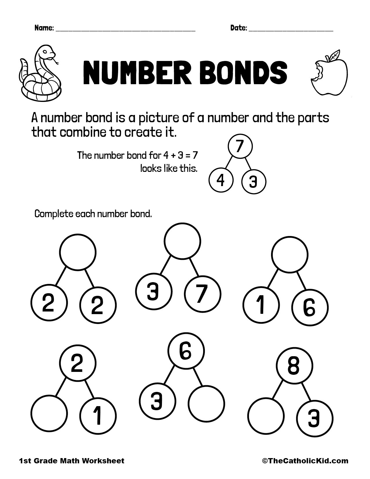 Number Bonds Worksheet TheCatholicKid Number Bonds To 10 With Number Lines Worksheet PDF Printable Addition Worksheets