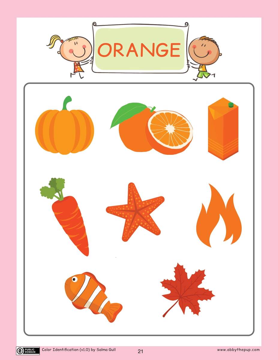 Orange Color Flashcard Free Printable Worksheets Color Orange Printables PDF