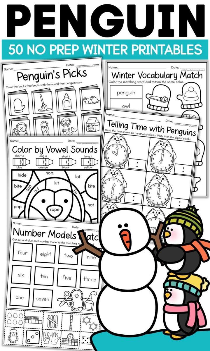 Penguin Math And Literacy Printables For January