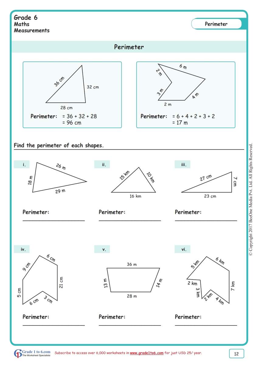 Perimeter Of Different Shapes Worksheet Grade1to6 Area And Perimeter Of Mixed Shapes K12 Math Worksheets
