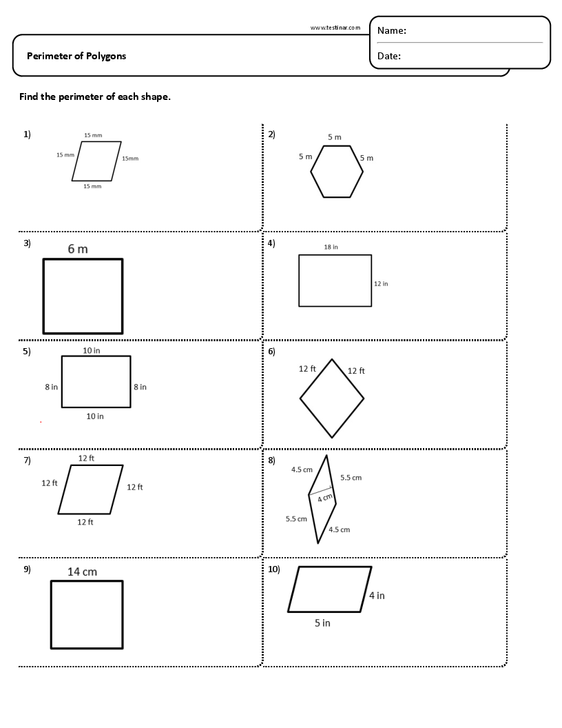 Perimeter Of Polygons Worksheets Perimeter Of Polygons Worksheets