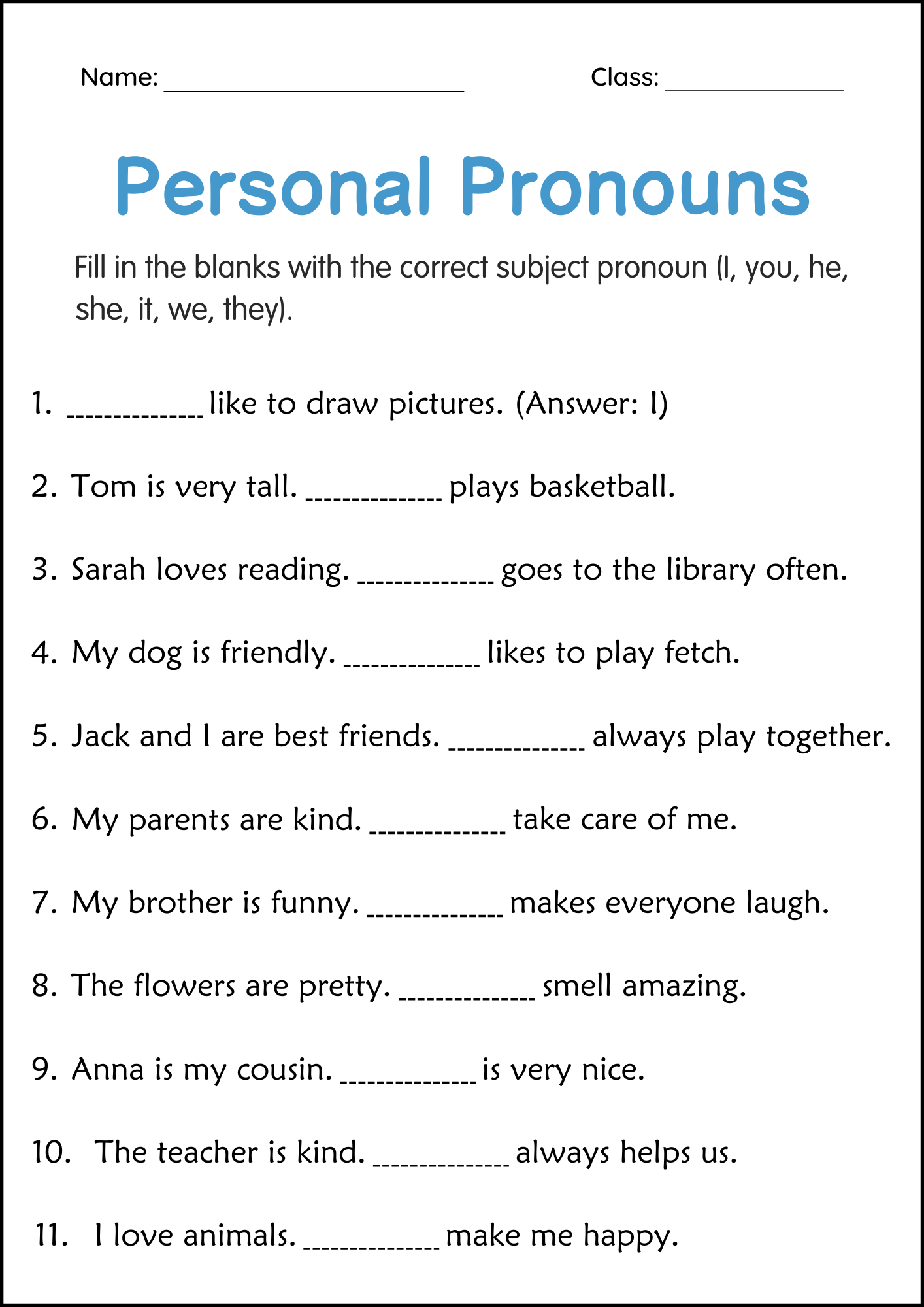 Pronoun Worksheets For Grade 1 2 3 Made By Teachers