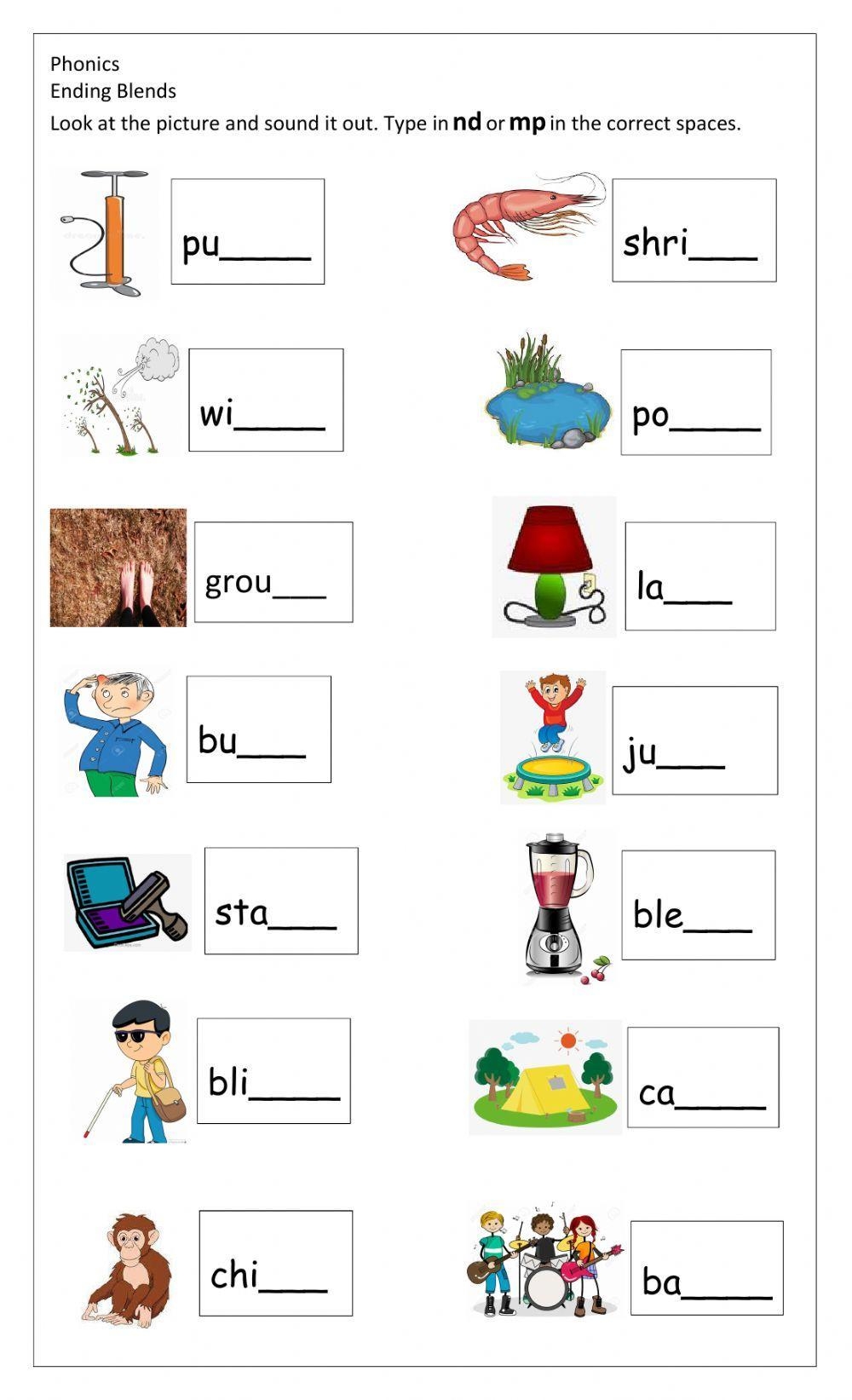 Phonics Ending Blends Worksheet Worksheets Library
