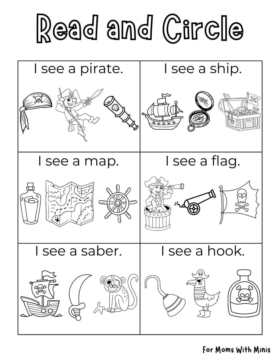 Pirate Read And Circle Learning To Read Worksheet Free Printable Digital PDF