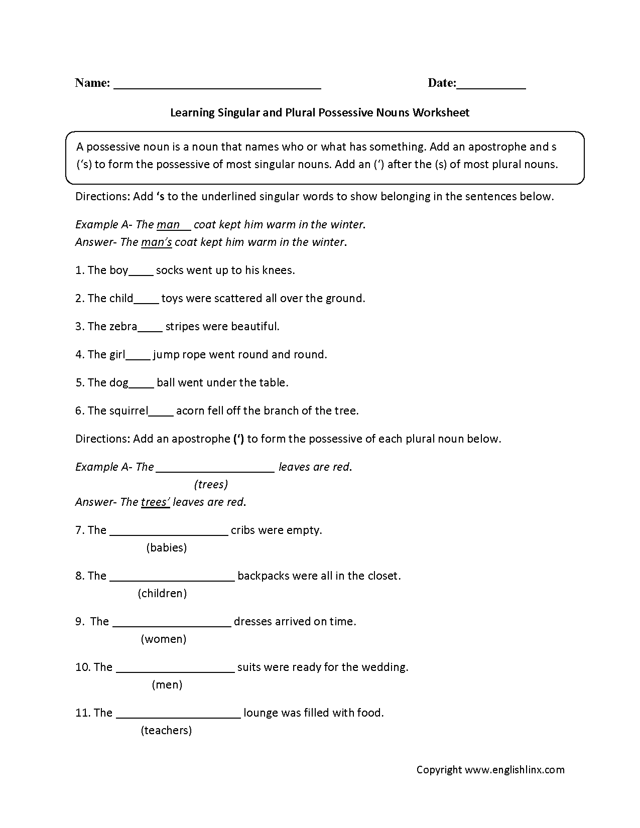Possessive Nouns Worksheets Learning Singular And Plural Possessive Nouns Worksheets Possessive Nouns Worksheets Learning Singular And Plural Possessive Nouns Worksheets