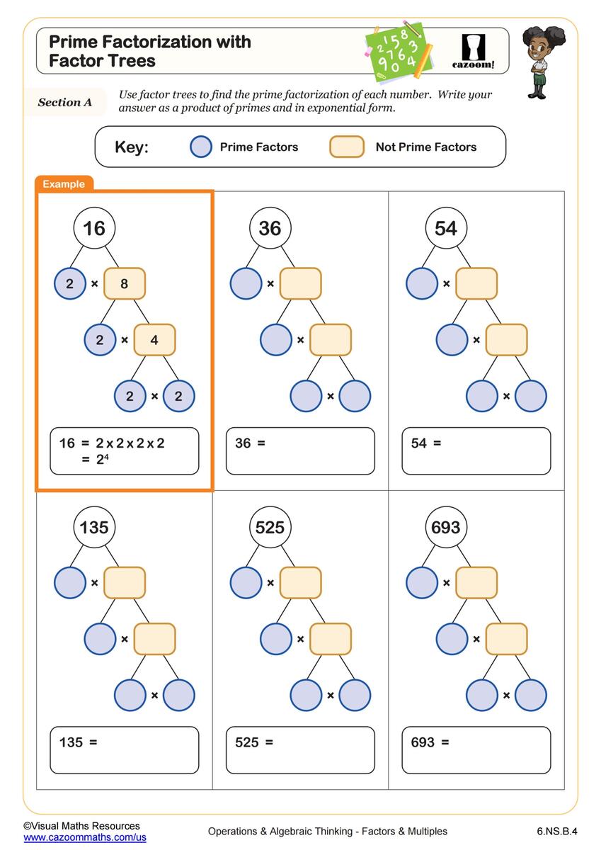 FREE Printable Factor Tree Worksheets PDFs Brighterly