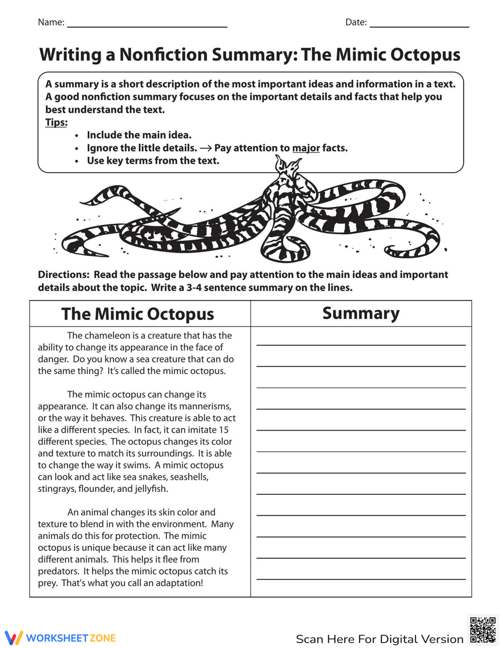 Printable 5th Grade Summarizing Worksheets