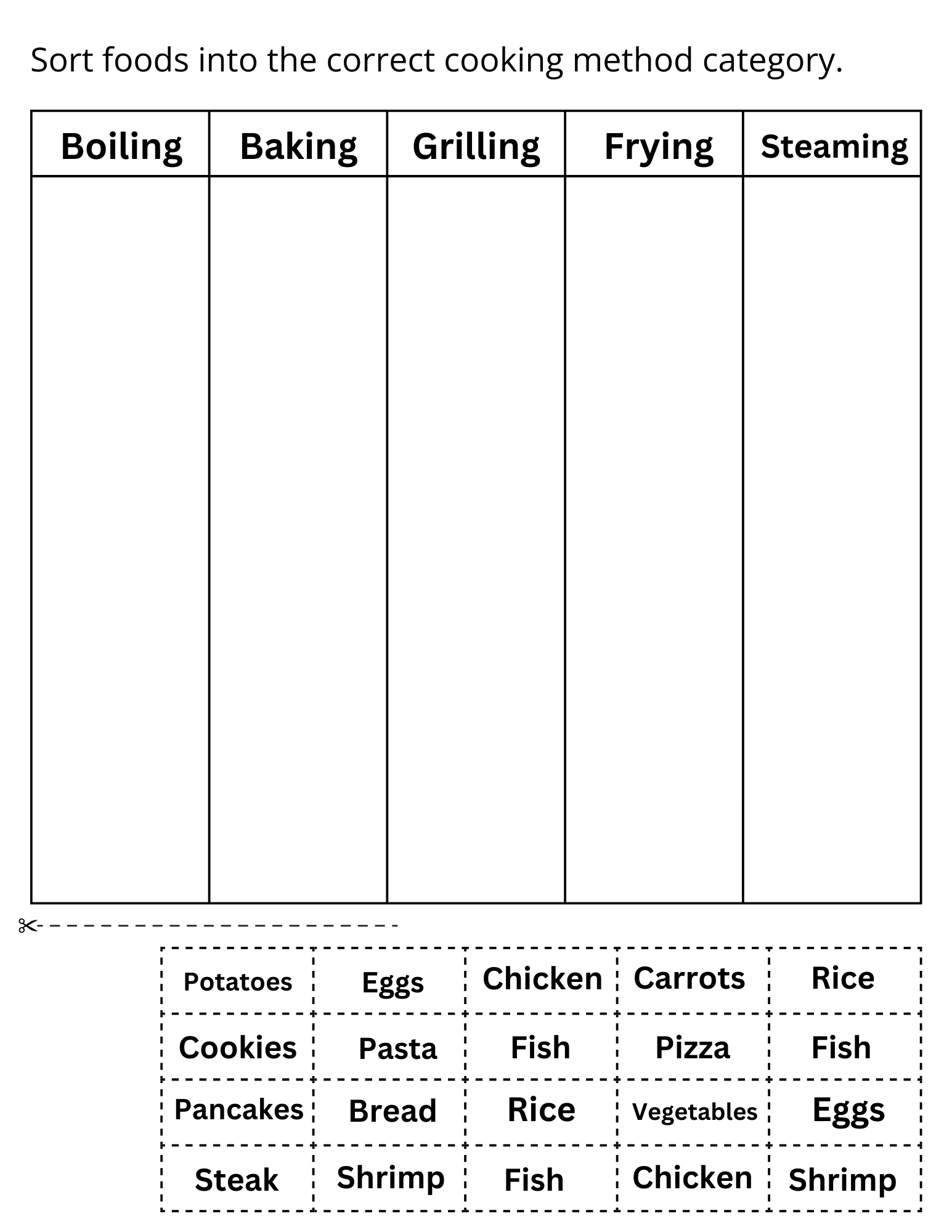 Printable Basic Cooking Methods Activity Sheets For Kids Made By Teachers Printable Basic Cooking Methods Activity Sheets For Kids Made By Teachers