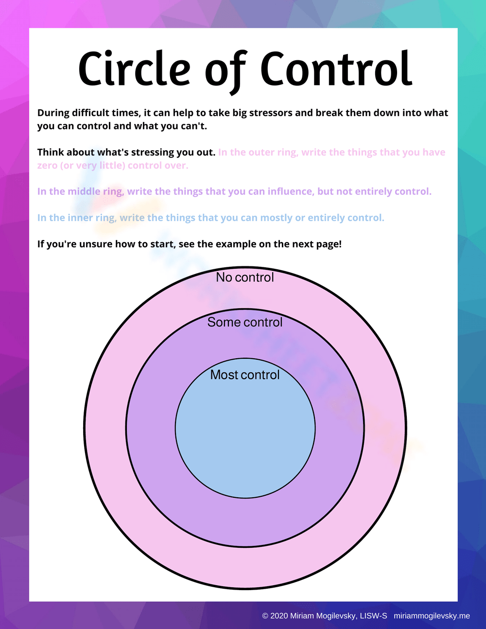 Things I Can Control Worksheet