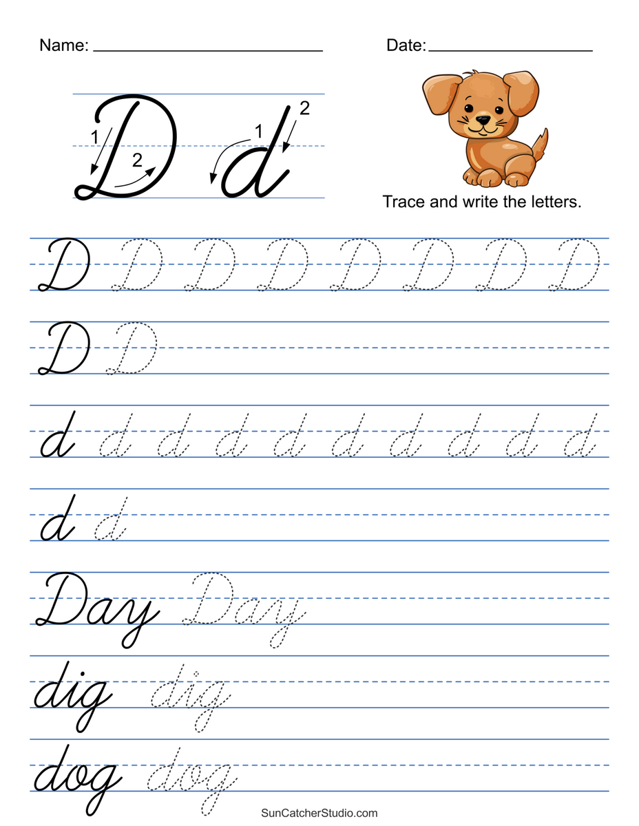 Printable Cursive Handwriting Worksheets Practice Letters Free Printables Lettering SVG Files Tools Apps