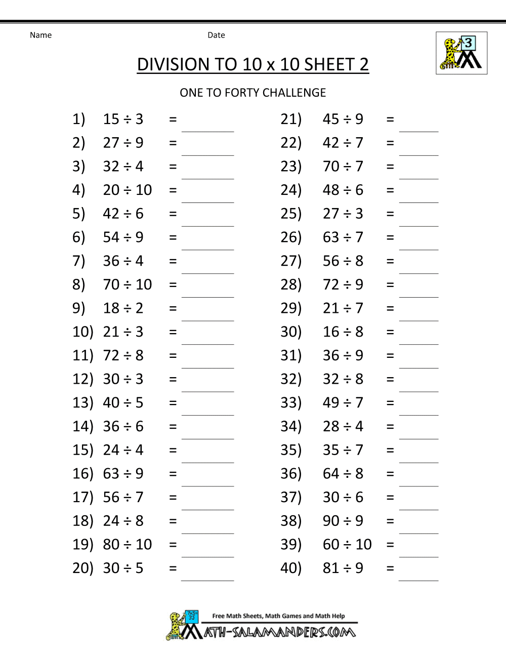 Division Worksheets Problems Free Printable Math Drills Free Printables Lettering SVG Files Tools Apps