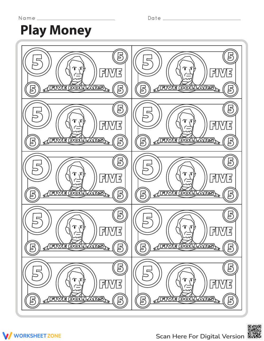 Printable Dollars Worksheets Printable Dollars Worksheets