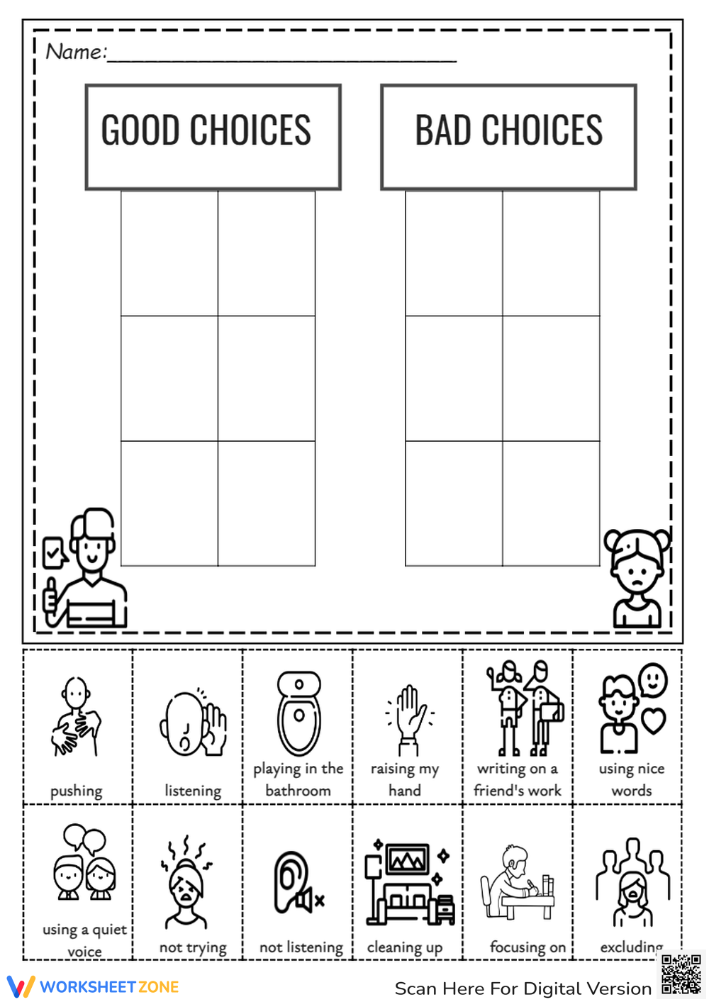 Printable Kindergarten Behavior Worksheets Worksheets