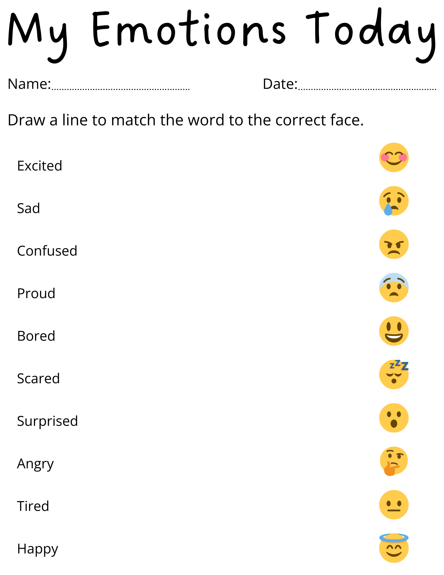 Printable Preschool Feelings And Emotions Worksheets For Preschoolers Made By Teachers Feelings And Emotions Read And Match Worksheet For Children And ESL Students Free PDF Download Ezpzlearn