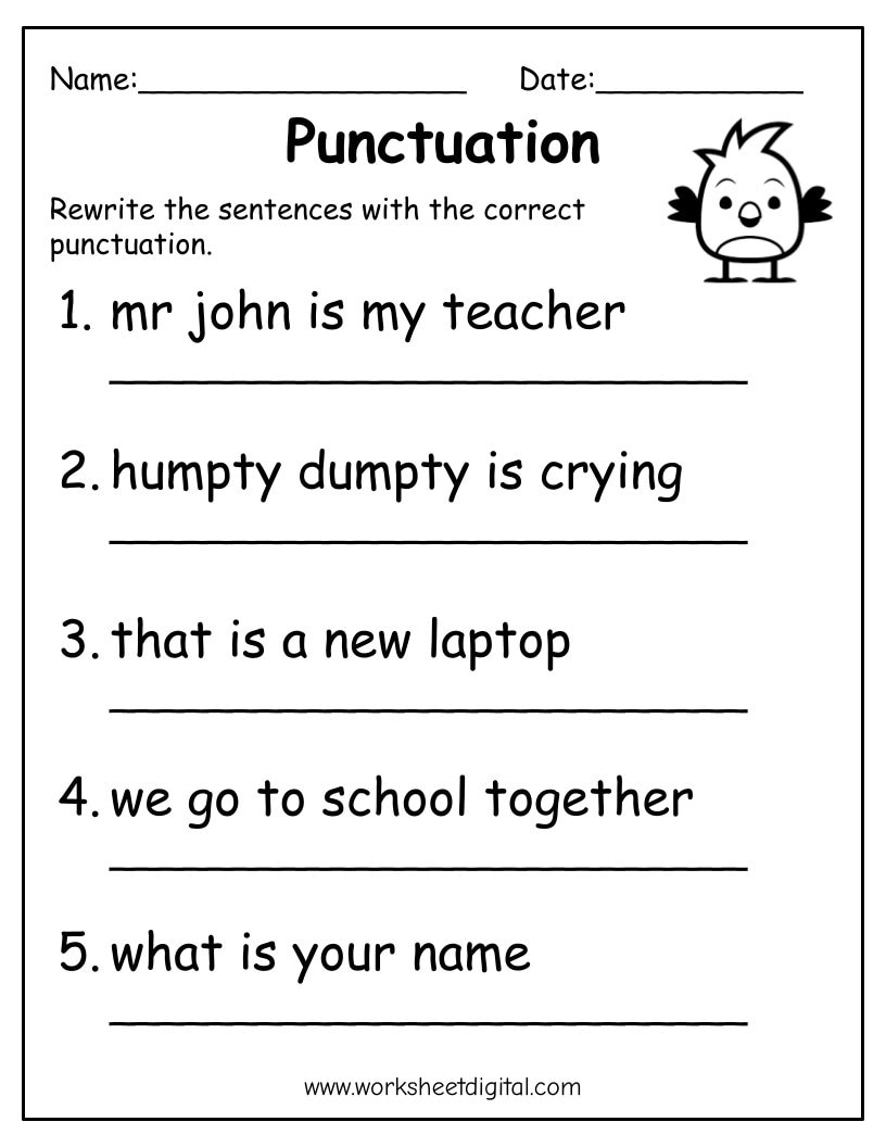 Printable Punctuation Practice Worksheets For Kids PDF Etsy Finland Printable Punctuation Practice Worksheets For Kids PDF Etsy Finland