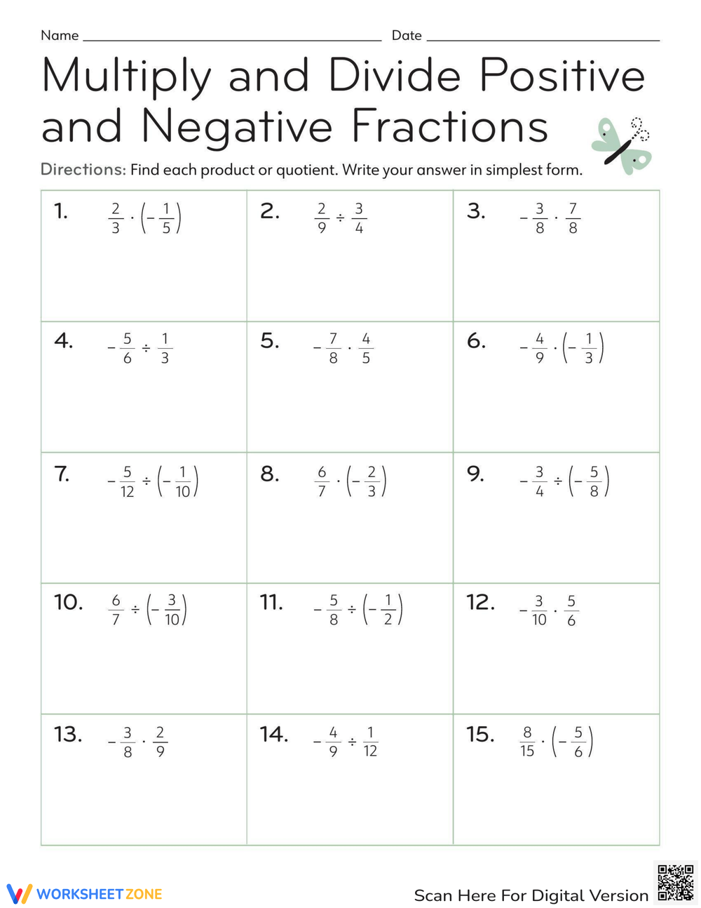Printable Rational Numbers Worksheets