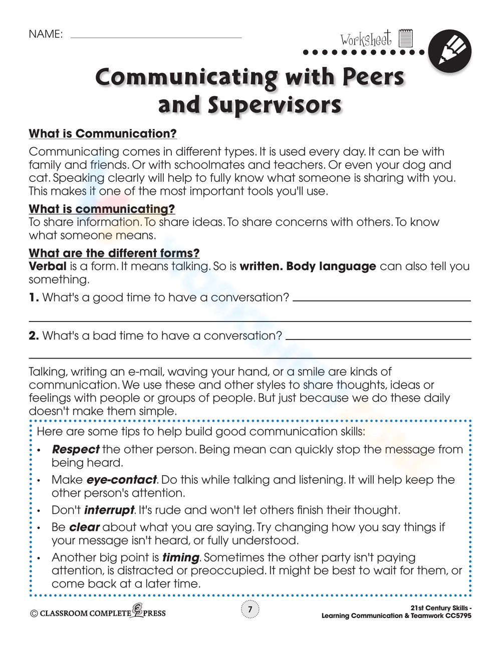 Storyboard That Communication Worksheets For Education
