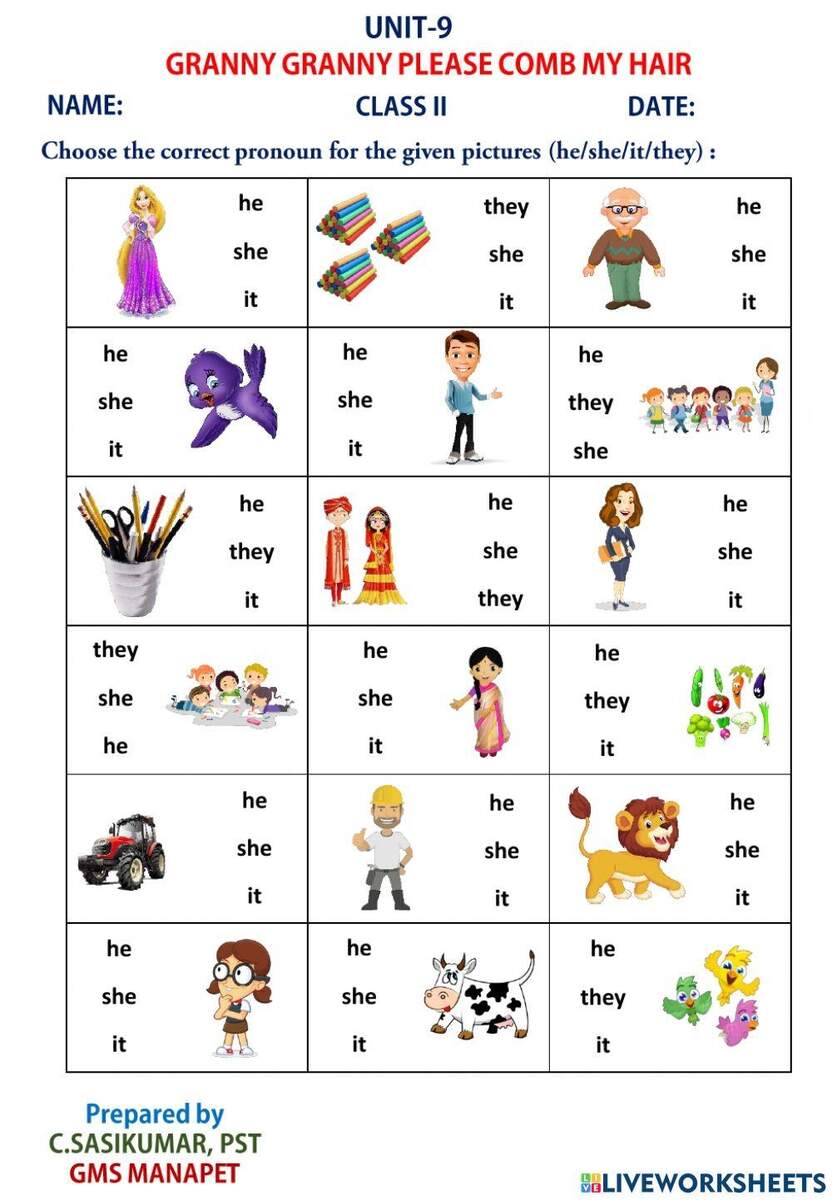 Pronoun Interactive Worksheet For GRADE 2 Worksheets Library