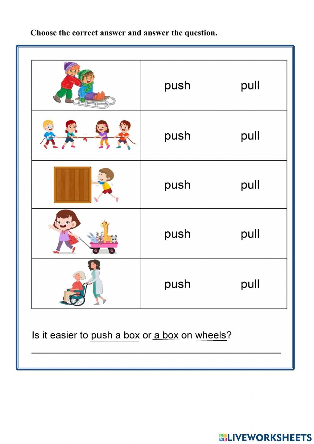 Push Or Pull Worksheet Push Or Pull Worksheet