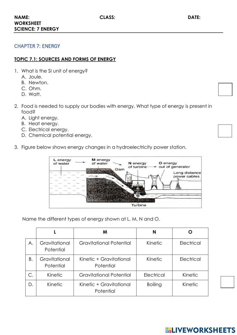 Science 7 Energy Worksheet Worksheet Worksheets Library Science 7 Energy Worksheet Worksheet Worksheets Library