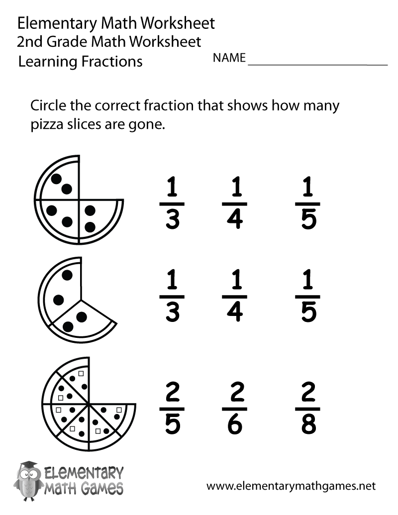 Second Grade Learning Fractions Worksheet Equivalent Fractions Worksheet