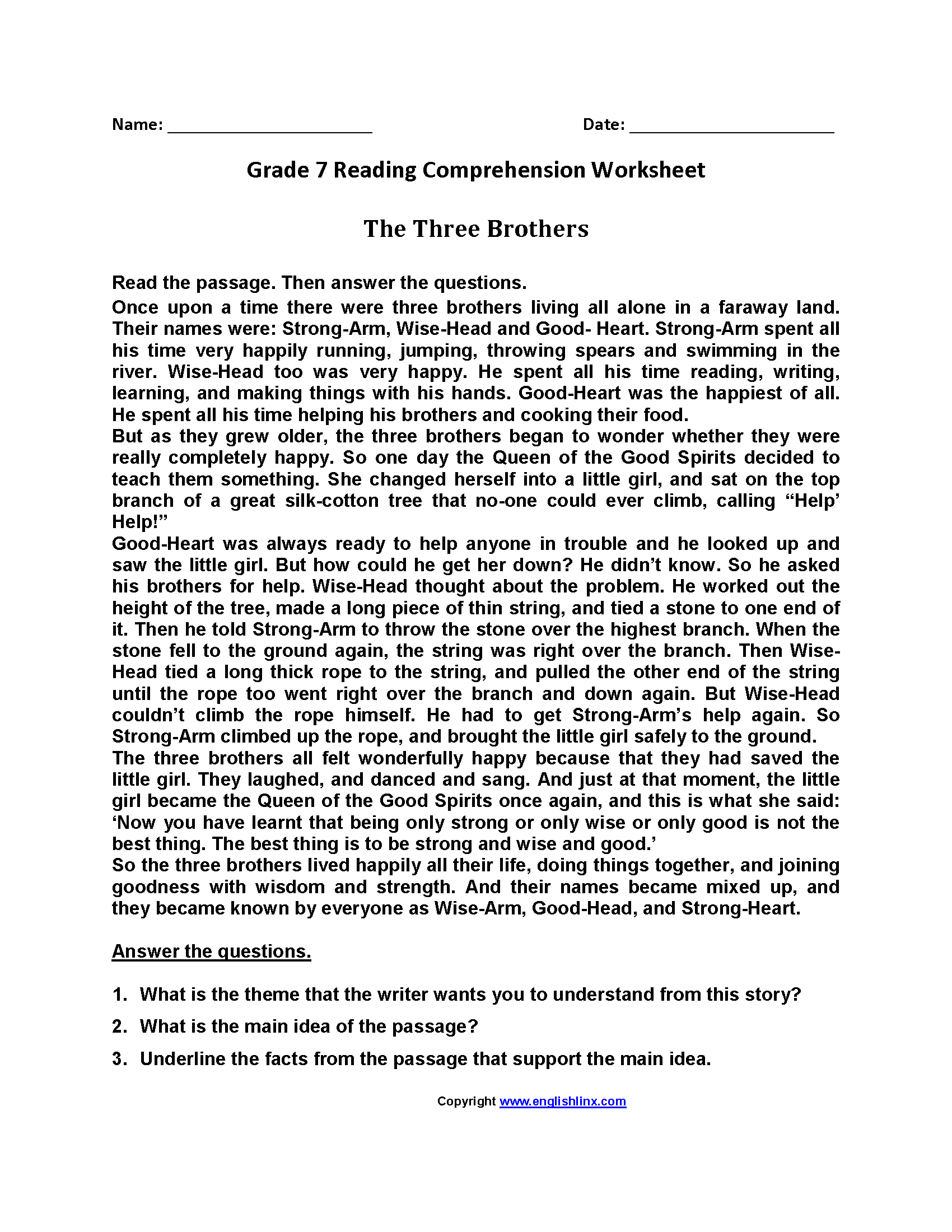 Seventh Grade Reading Worksheets Vocabulary Fluency Practice Seventh Grade Reading Worksheets Vocabulary Fluency Practice