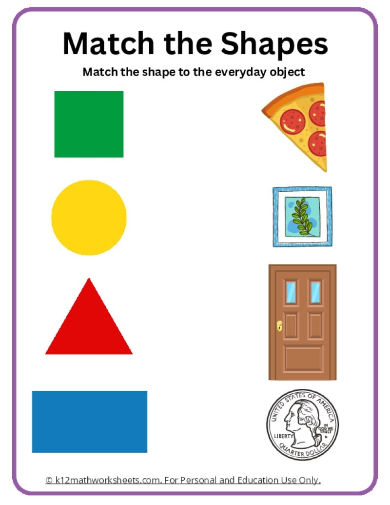Free Shape Worksheets Kindergarten