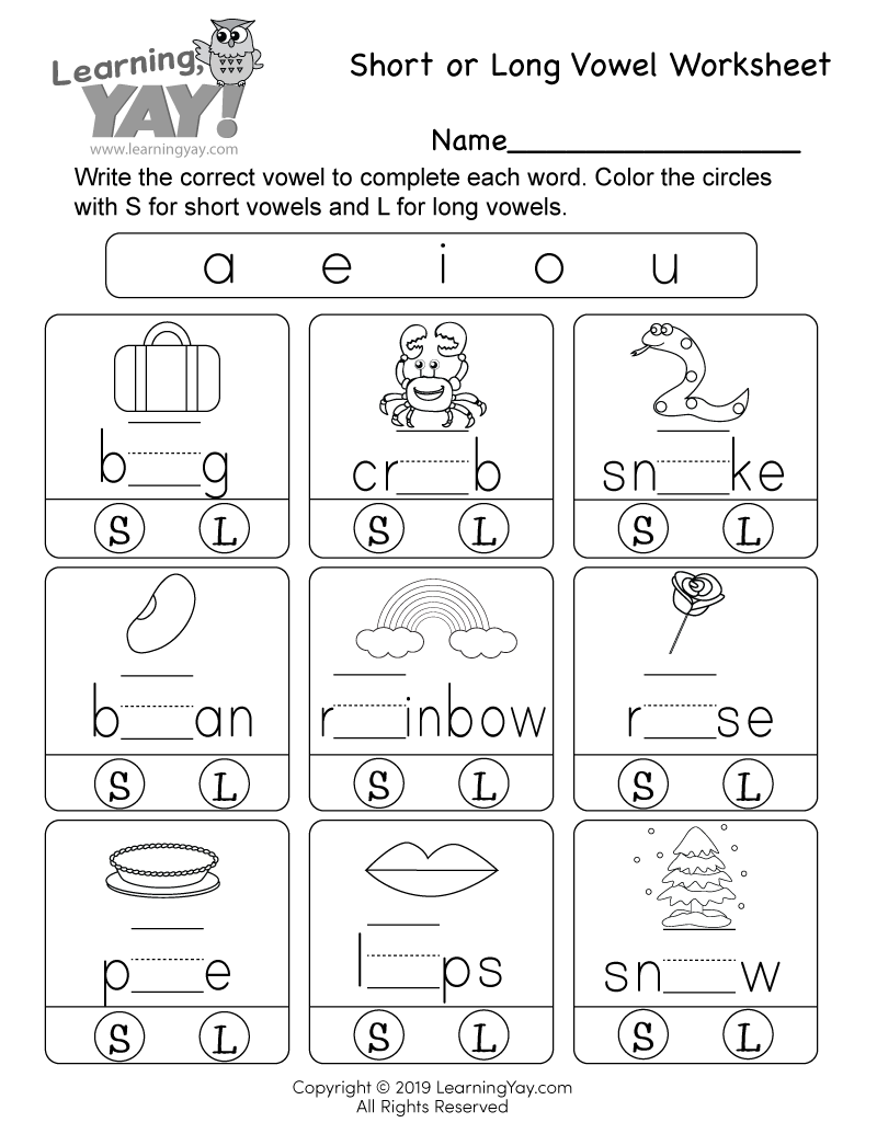 Short Or Long Vowel Worksheet For 1st Grade Free Printable Worksheets Library
