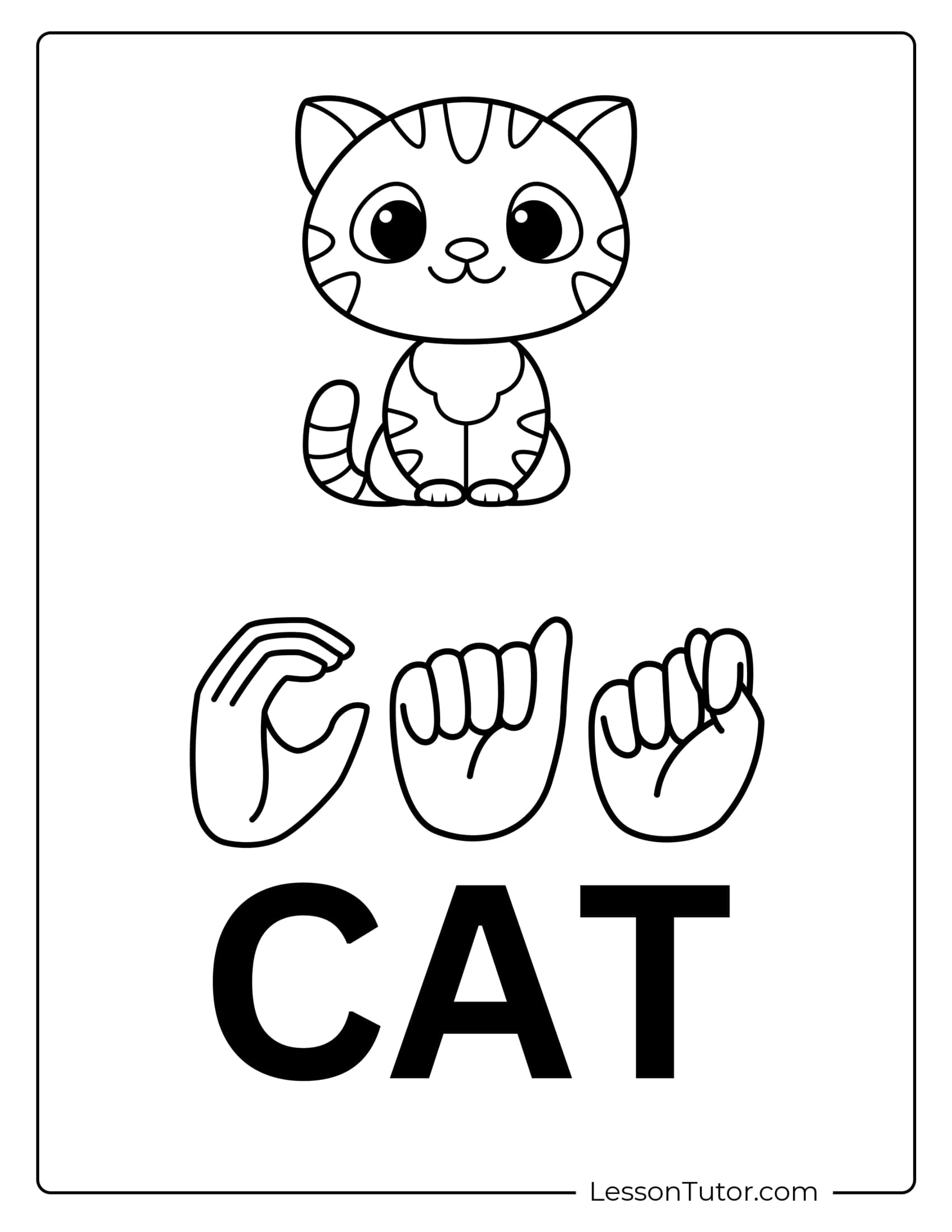 Sign Language ASL Animals Free Coloring Pages PDF Printables And Worksheets Lesson Tutor
