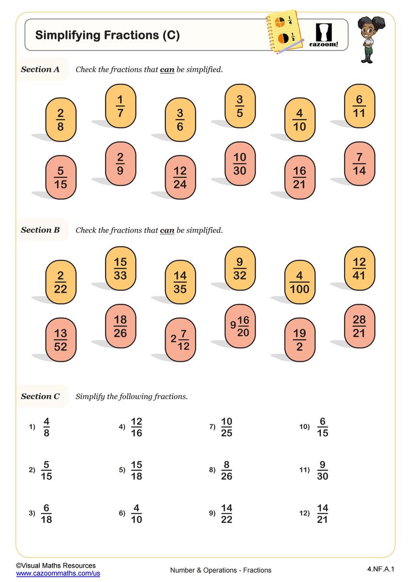 Simplifying Fractions A Example FREE Teaching Resources Cazoom Math Simplifying Fractions A Example FREE Teaching Resources Cazoom Math