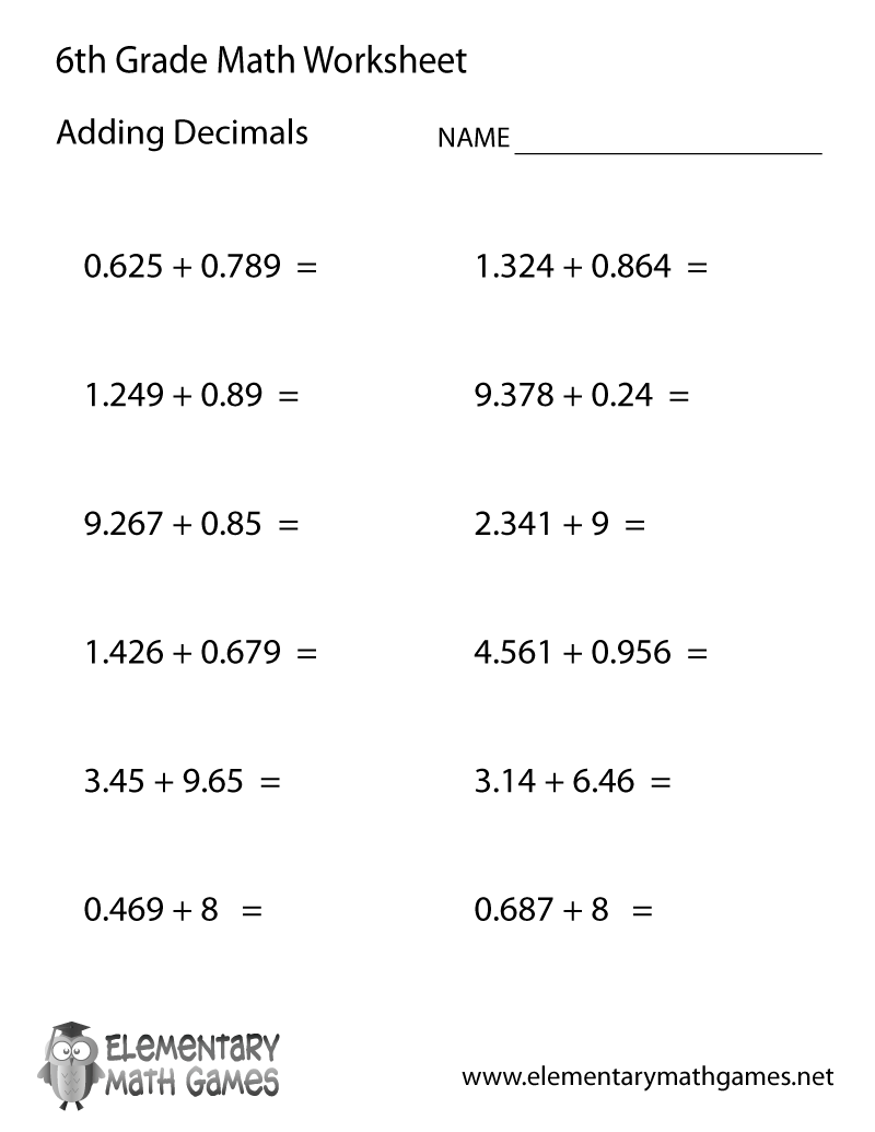 Decimal Addition Worksheets 5th Grade