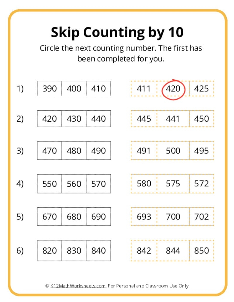 SKip Counting By 10 Worksheets Skip Counting By 10 100 And 1000 FREE Printable Worksheets Worksheetfun