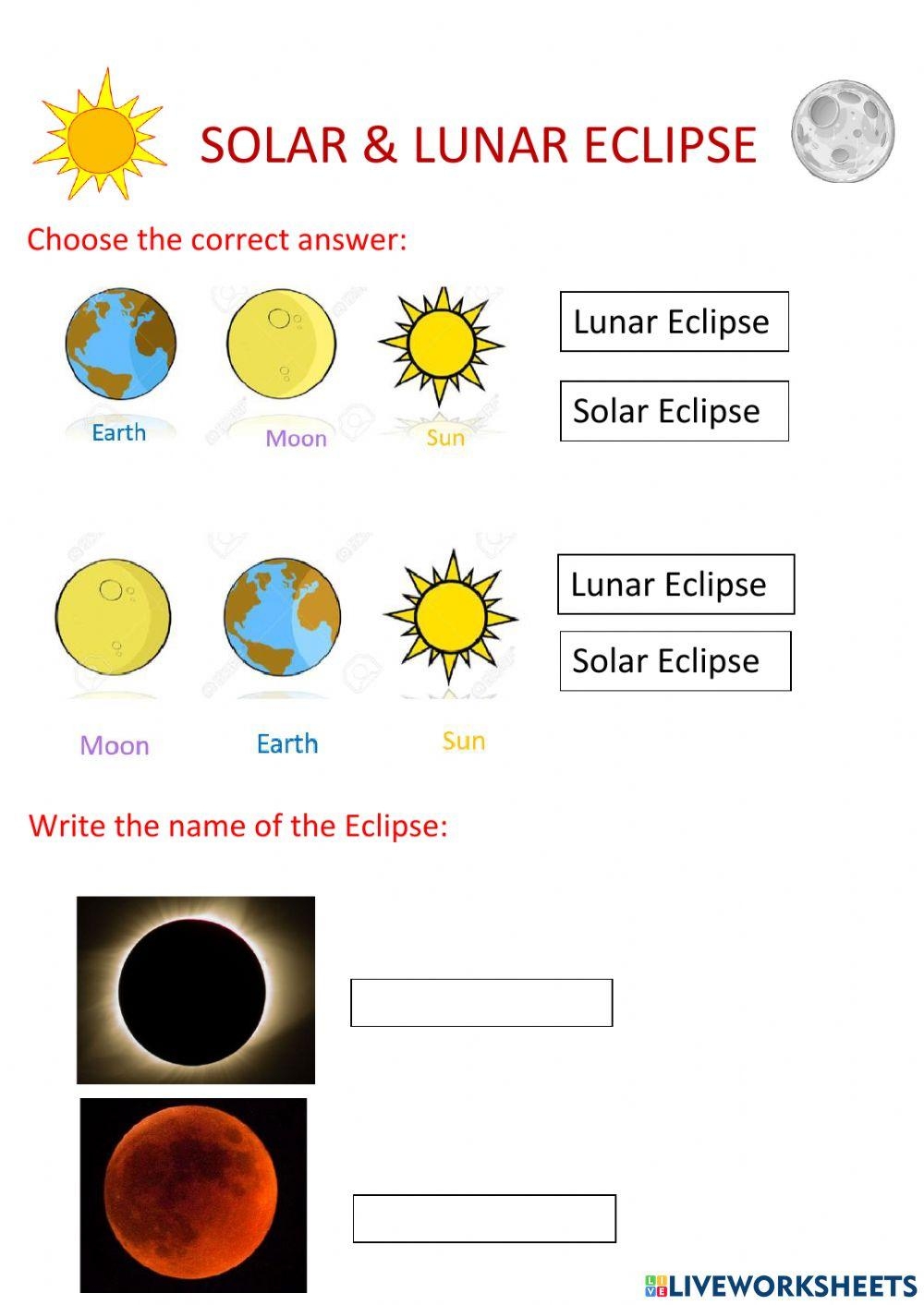 Solar Lunar Eclipses Online Exercise For Worksheets Library Solar Lunar Eclipses Online Exercise For Worksheets Library