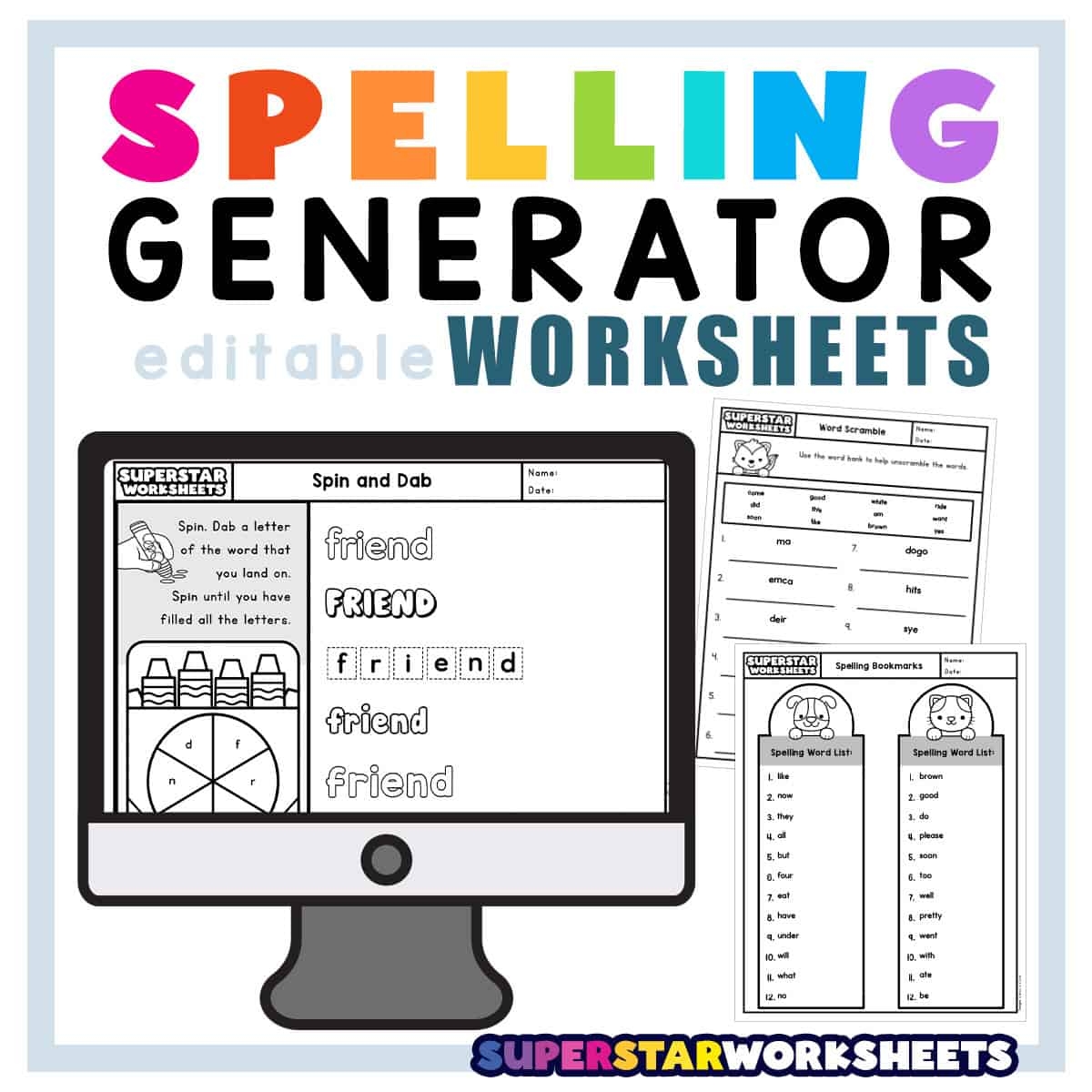 Free And Customizable Spelling Templates