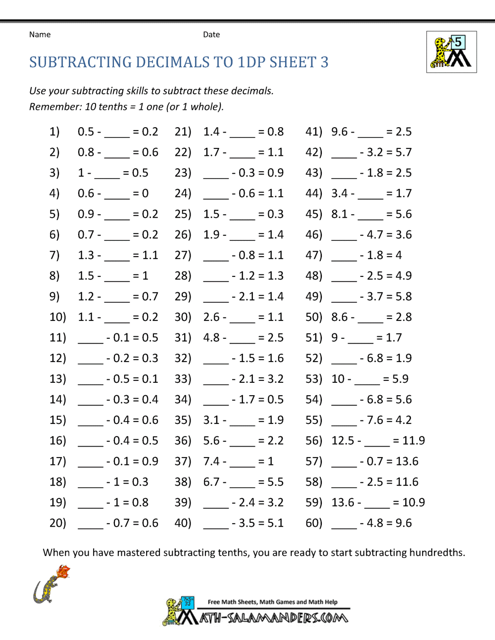 Subtracting Decimals Worksheet Adding Subtracting Decimals Color By Number Grades 4 5 Math Practice Funrithmetic