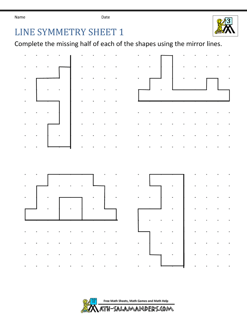 Symmetry Worksheets Grade1to6