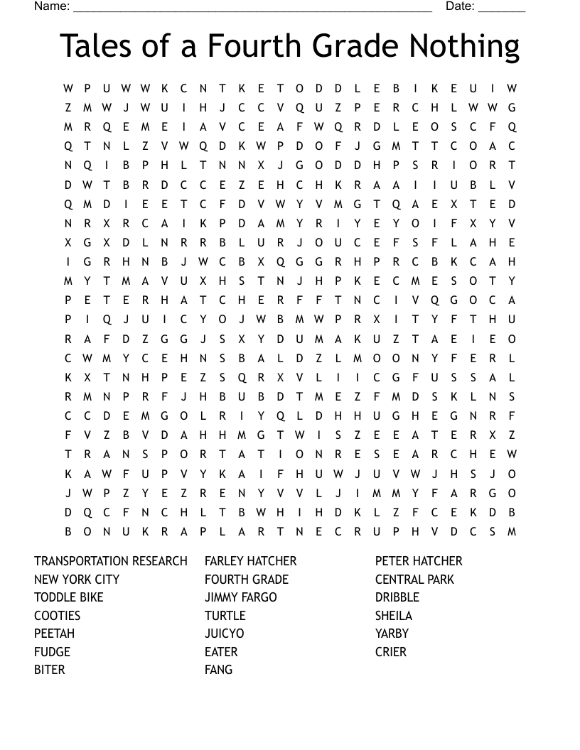 Tales Of A Fourth Grade Nothing Novel Study Comprehension And Worksheets Library