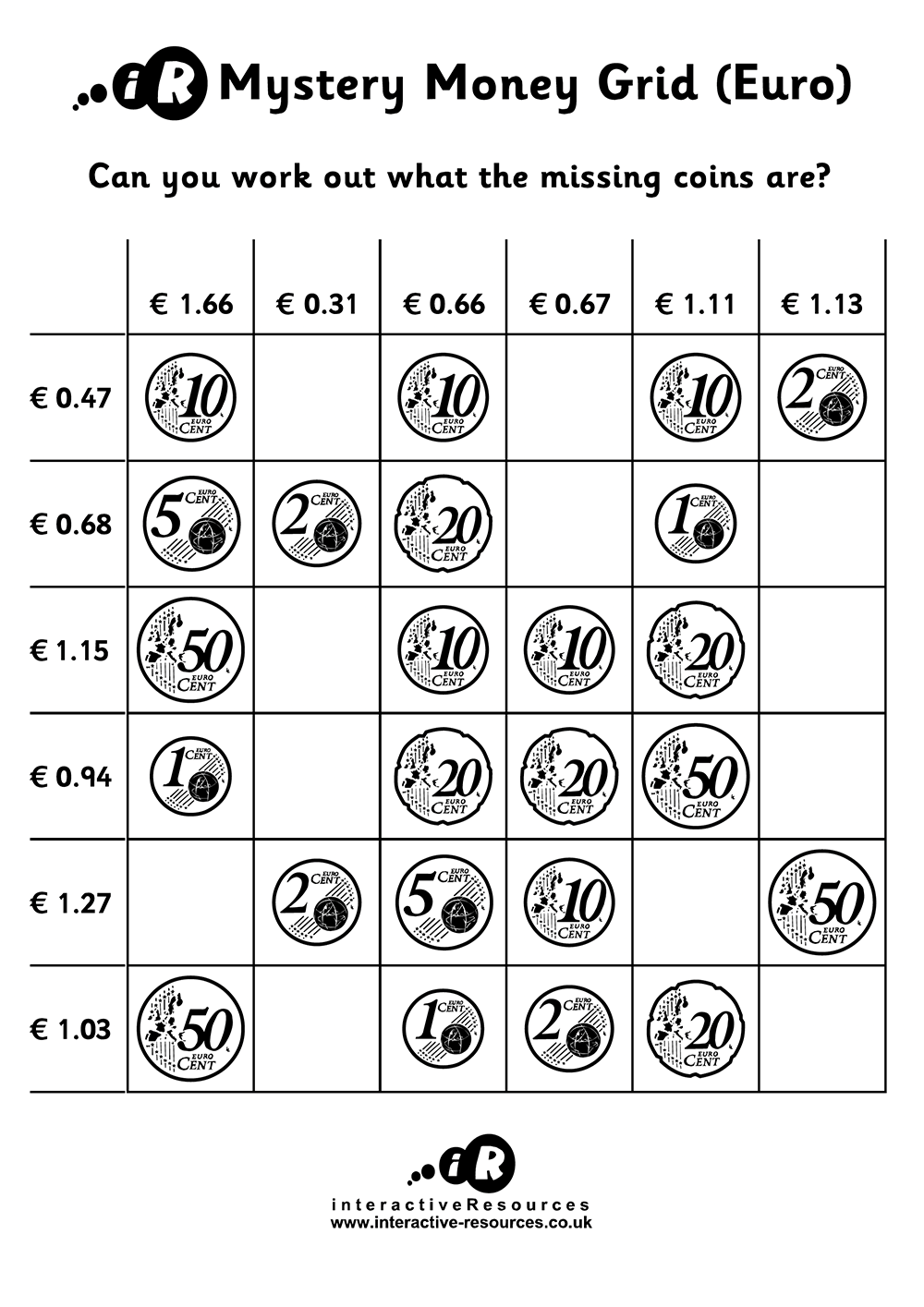 16 Fun Money Search Euro Worksheets For Download
