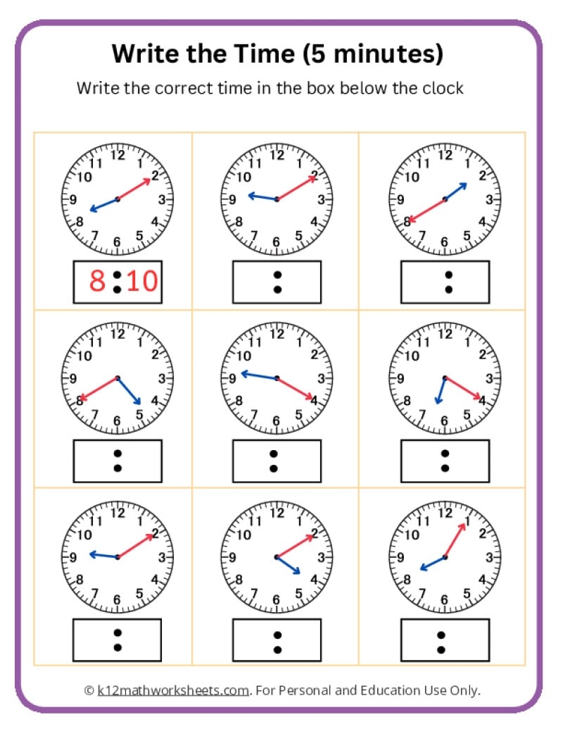Free Printable Telling Time Worksheets Analog Clock Free Printables Lettering SVG Files Tools Apps