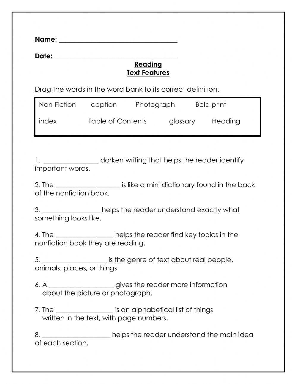 Text Features Online Worksheet Worksheets Library Text Features Online Worksheet Worksheets Library