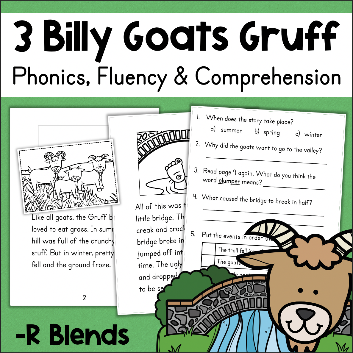 The 3 Billy Goats Gruff Consonant R Blends Decodable Reader Worksheets Made By Teachers The 3 Billy Goats Gruff Consonant R Blends Decodable Reader Worksheets Made By Teachers
