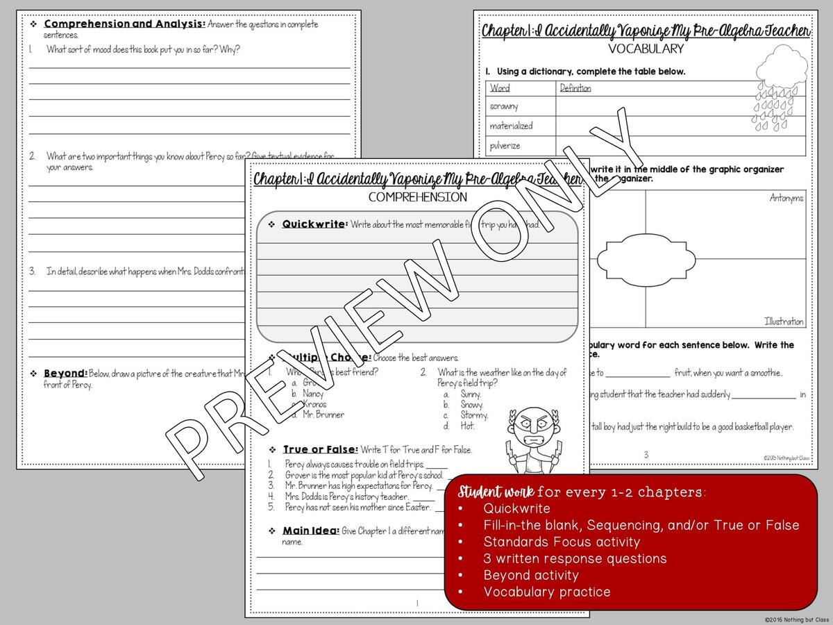 The Lightning Thief Novel Study Unit Comprehension And Vocabulary With Activities And Tests Made By Teachers The Lightning Thief Novel Study Unit Comprehension And Vocabulary With Activities And Tests Made By Teachers