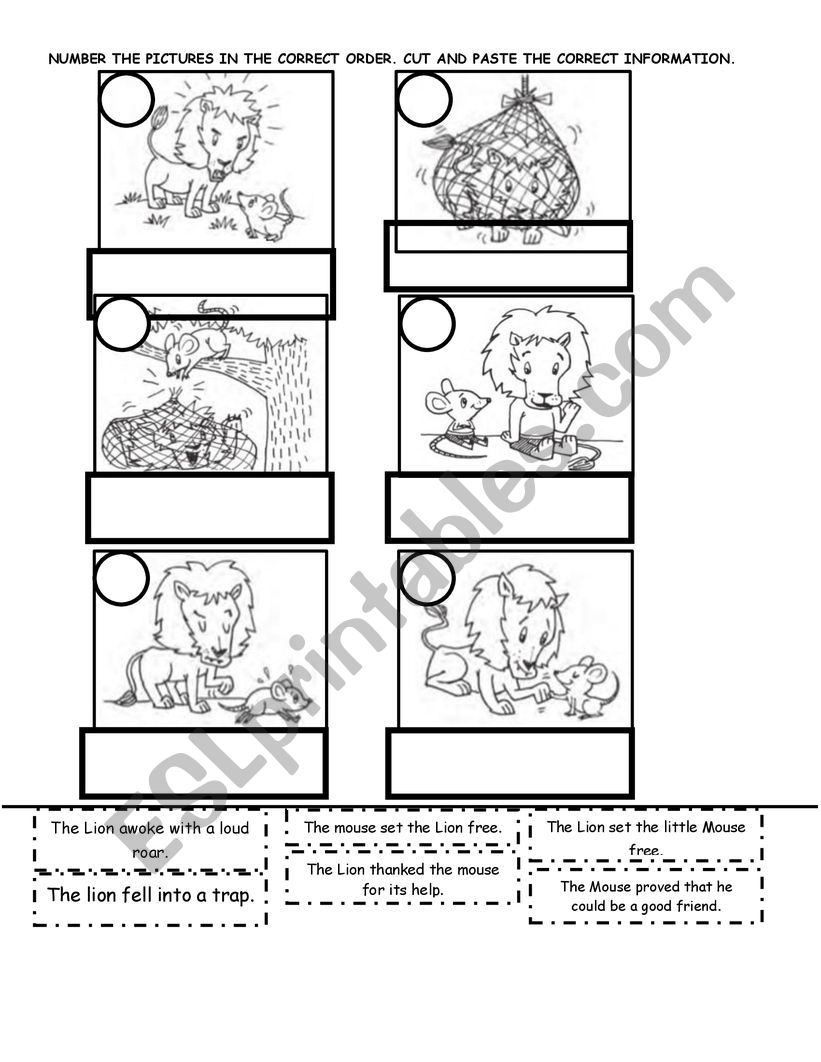 THE LION AND THE MOUSE ESL Worksheet By Teacher Claudia M