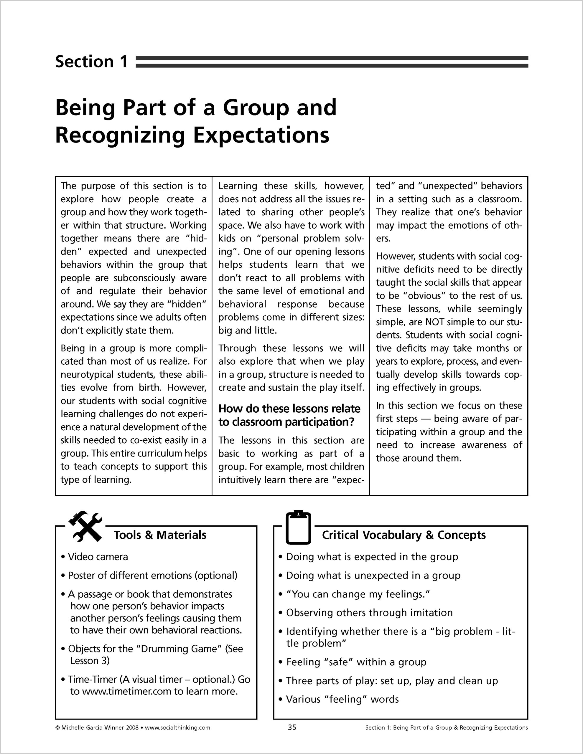 Think Social A Social Thinking Curriculum For School Age Students