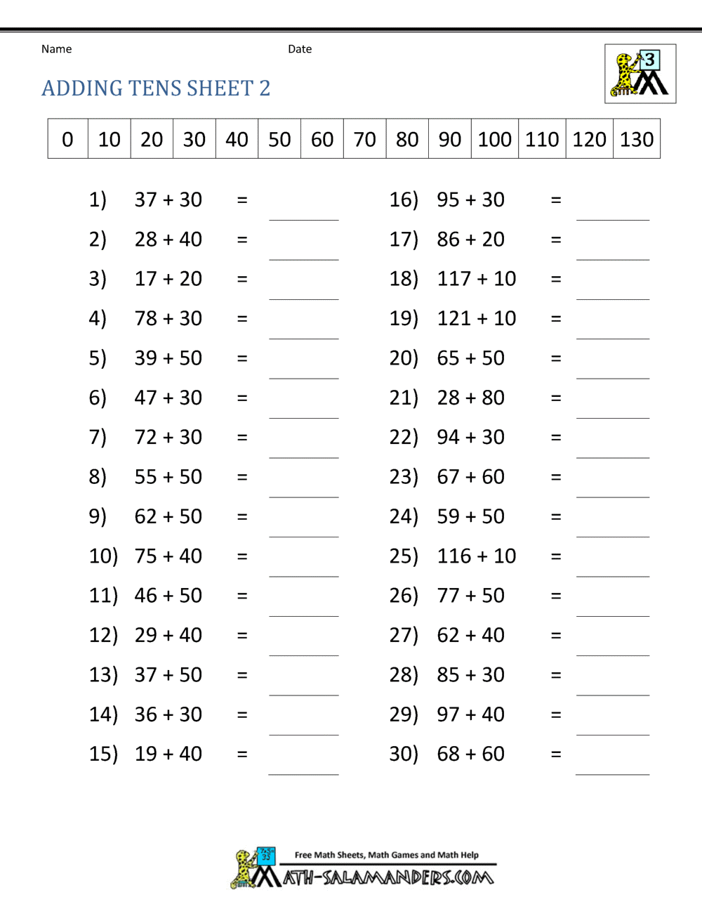 Math Worksheets Dynamically Created Math Worksheets