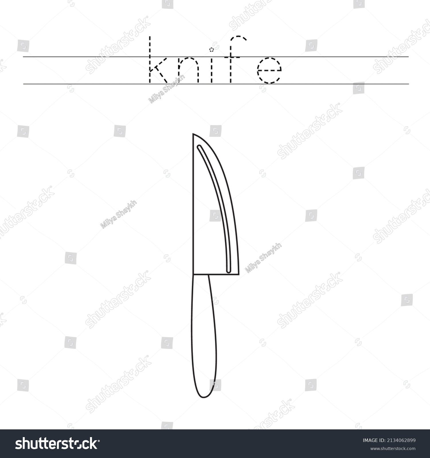 Trace Letters Color Black White Knife Stock Vector Royalty Free 2134062899 Shutterstock Kitchen Utensil Identification 2 Chapter 3 Activity Guide Studocu