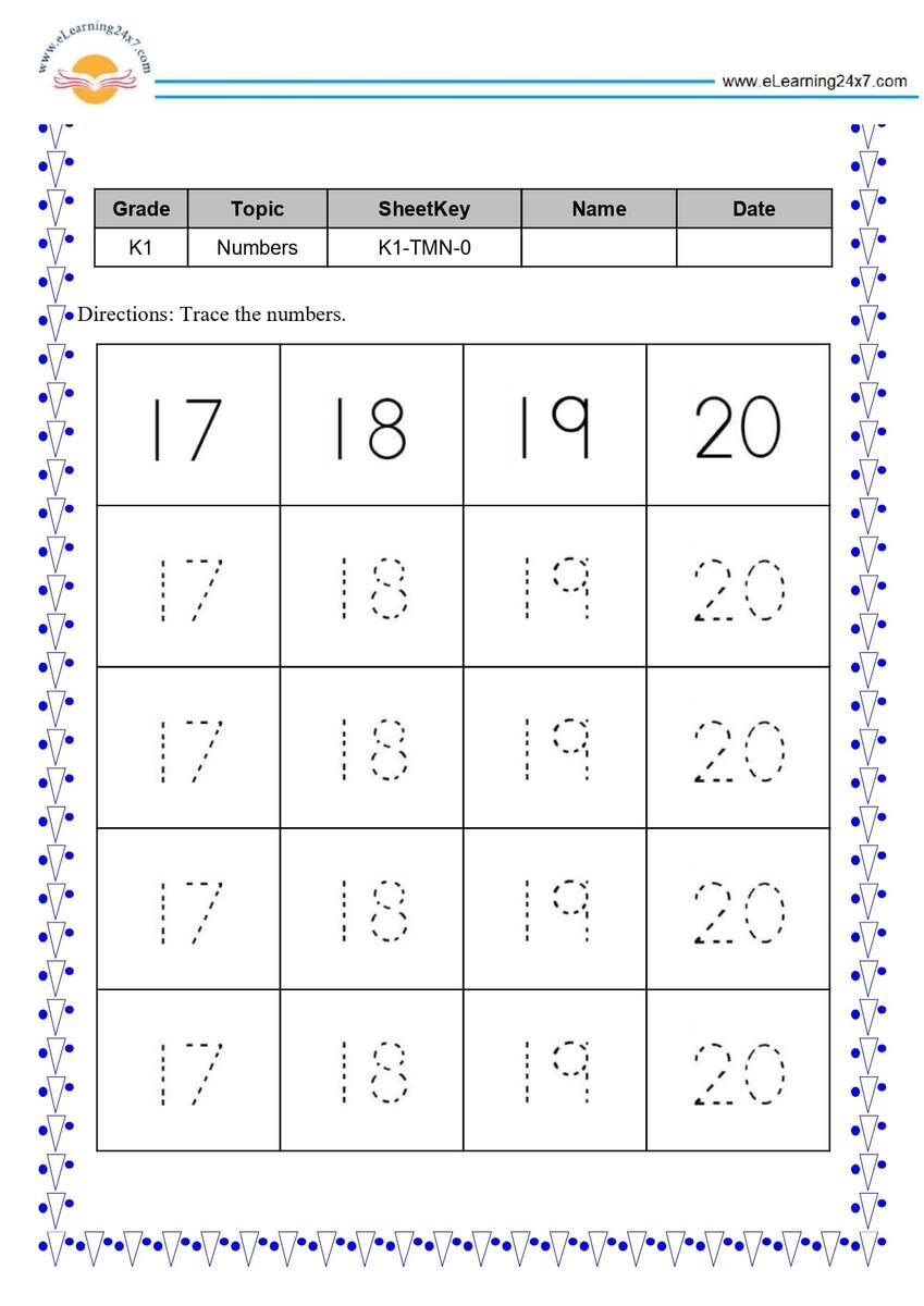 Trace Numbers 17 18 19 20 Https ELearning24x7 Trace Numbers 17 18 19 20 Https ELearning24x7