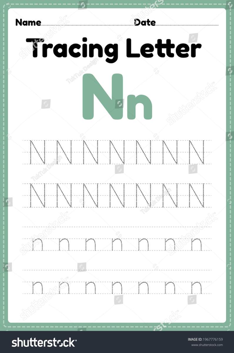 Tracing Letter N Alphabet Worksheet Kindergarten Stock Illustration 1967776159 Shutterstock Tracing Alphabet Letters Printable Handwriting Worksheets Free Printables Lettering SVG Files Tools Apps