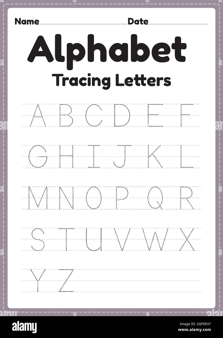 Tracing Letters Alphabet Worksheet For Kindergarten And Preschool Kids For Handwriting Practice And Educational Activities In A Printable Page Stock Vector Image Art Alamy 26 Printable Worksheets Trace The Letters Uppercase Lowercase A Z Preschool Kindergarten Made By Teachers