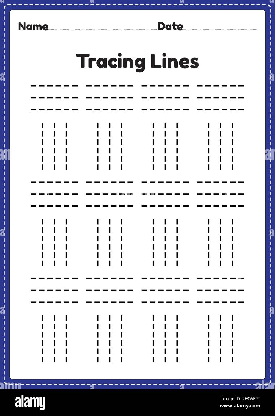 Tracing Lines Worksheet For Kindergarten And Preschool Kids For Educational Activities In A Printable Illustration Stock Vector Image Art Alamy FREE Printable Tracing Lines Worksheets For Preschool And 3 Year Olds